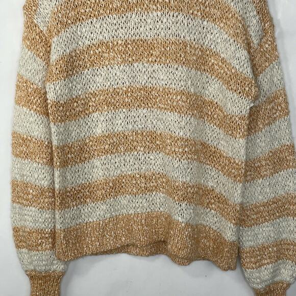 Madewell Baez Camel Beige Stripe Pullover Long Sleeve Sweater NWOT Size XS - Picture 6 of 10